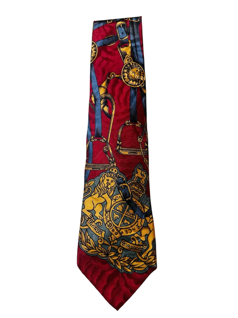 Vintage Hathaway Regal Equestrian Crest Lion 100% Silk Men's Necktie Made In USA